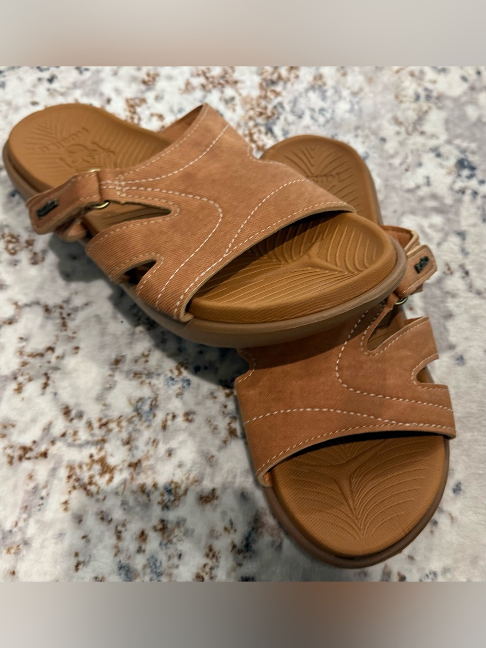 KuaiLu Womens 9 Fashion Orthotic Slides Arch Support Slip On Walking Sandals Bro